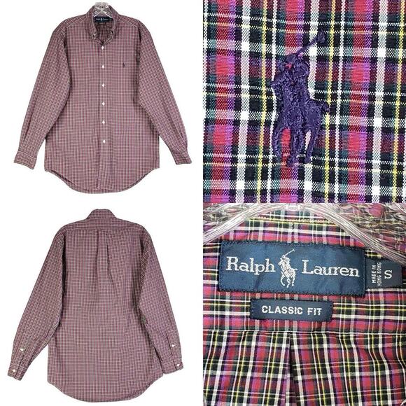 Polo Ralph Lauren Oxford Shirt Men's Size Small S Red Plaid LS Button Down - Picture 1 of 8